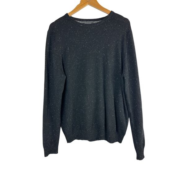 Nordstrom Men's Shop 100% Cashmere LS Crew Neck Sweater Black Speckled Medium - Picture 2 of 12